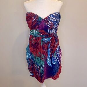Forever21 multicolored mini strapless dress